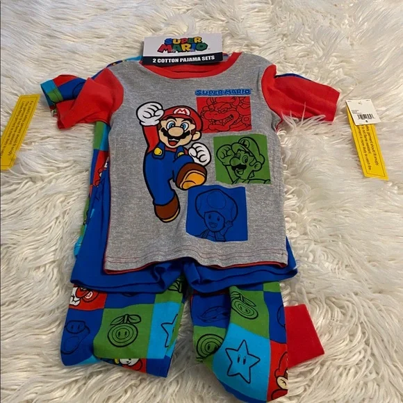 Nintendo Super Mario Gray and Red Pajama Set two sets brand new size 6 - Picture 8 of 8